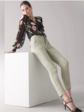 High-Rise Ankle Pants in Sage Green
